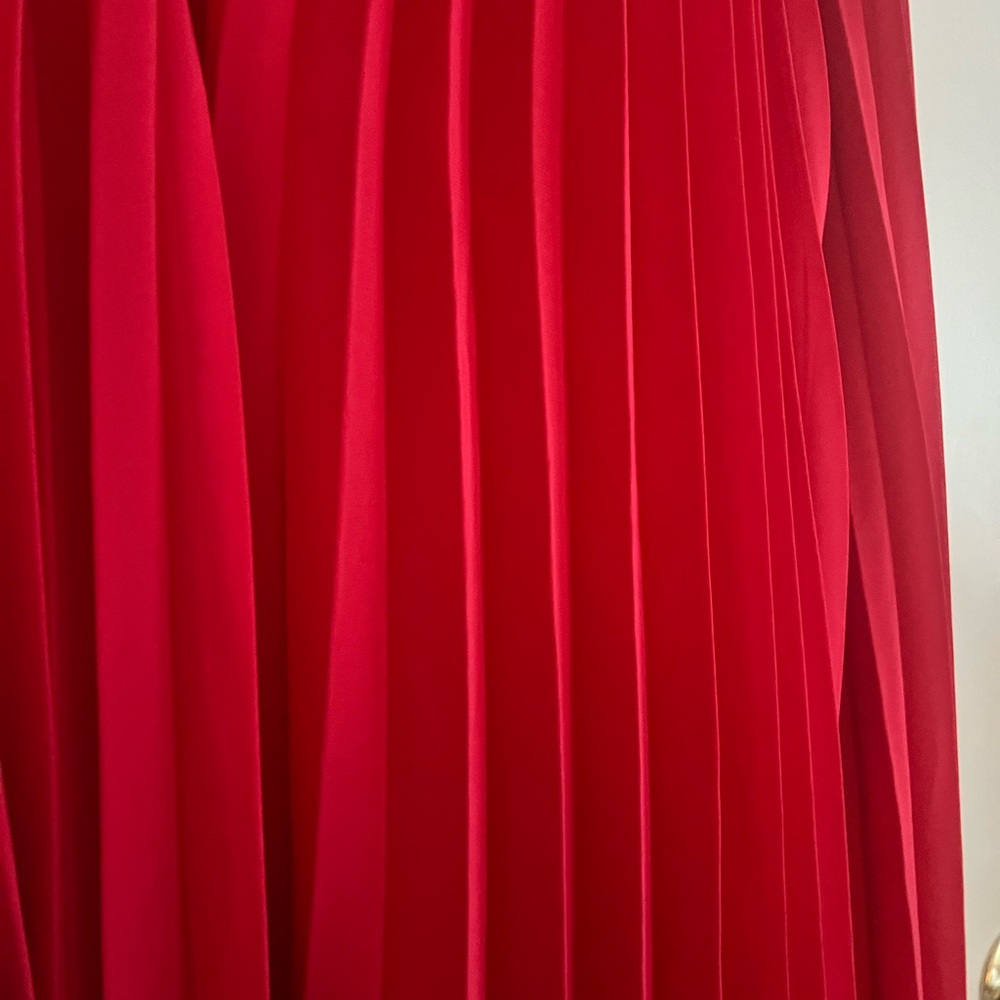 Chic Red Maxi Pleated Skirt - Picture 3 of 4